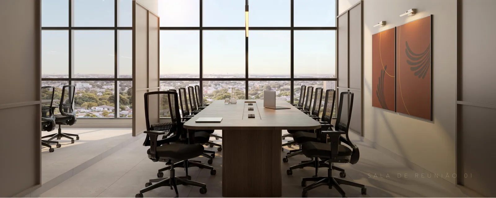 Sala de reunião mobiliada